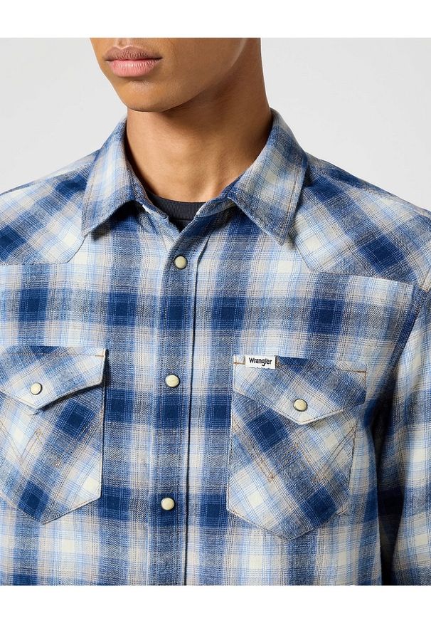 Wrangler - MĘSKA KOSZULA KRATA WRANGLER WESTERN SHIRT BLUE SHADOW 112357398