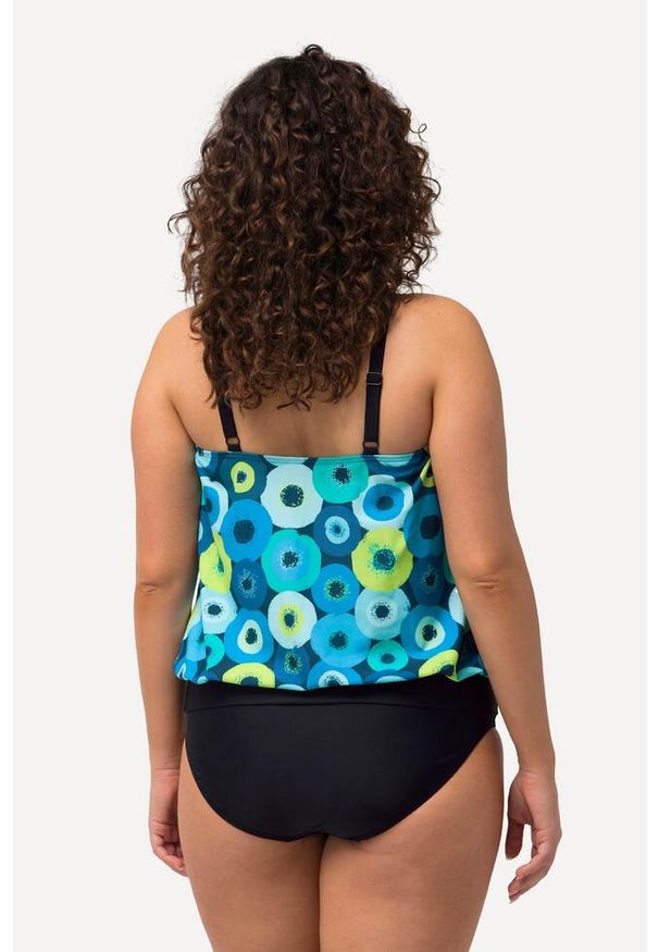 ULLA POPKEN - Damskie Tankini okręgi miękkie miseczki ramiączka z regulacją. Kolekcja: plus size. Kolor: niebieski. Materiał: elastan, poliamid, materiał