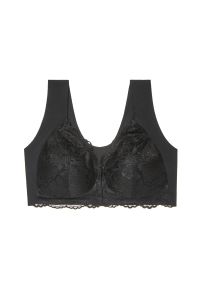 Intica - Biustonosz z szerokimi ramiączkami i koronkową wstawką na co dzień Vala. Kolor: czarny. Materiał: koronka