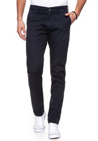 Wrangler - WRANGLER SPODNIE MĘSKIE CHINO NAVY WASHED W16LHE49I. Materiał: materiał #8