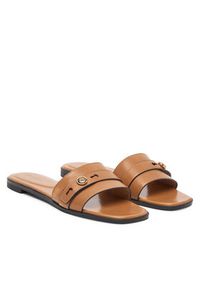 Tory Burch Klapki Romy Slide 183305 Brązowy. Kolor: brązowy. Materiał: skóra, zamsz #6