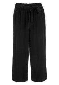 Spodnie culotte z lejącej wiskozy bonprix czarny. Kolor: czarny. Materiał: wiskoza #1