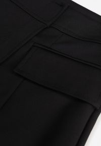 Renee - Czarne Asymetryczne Spódnico-Szorty z Bawełną i Imitacją Kieszeni Tinabel. Kolor: czarny. Materiał: bawełna. Wzór: aplikacja. Styl: elegancki #3