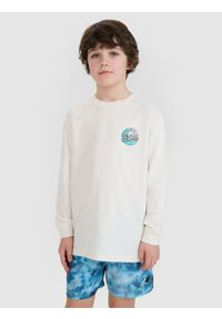 4f - 4F Longsleeve oversize z nadrukiem chłopięcy - biały 164 (13-14 lat). Okazja: na co dzień. Kolor: biały. Materiał: jersey, bawełna, dzianina. Długość rękawa: długi rękaw. Długość: długie. Wzór: nadruk. Sezon: lato. Styl: sportowy, klasyczny, casual #1