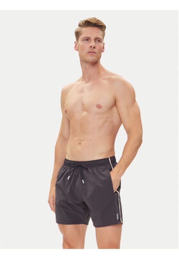 BOSS Szorty kąpielowe Iconic 50491594 Szary Regular Fit. Kolor: szary. Materiał: syntetyk