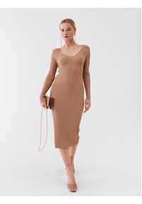 Guess Sukienka dzianinowa W3YK21 Z2U00 Beżowy Slim Fit. Kolor: beżowy. Materiał: syntetyk #4