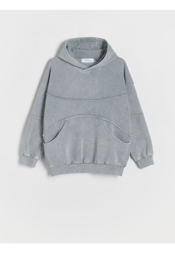 Reserved - Bluza oversize z kapturem - jasny zielony. Typ kołnierza: kaptur. Kolor: zielony. Materiał: bawełna, dzianina