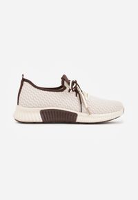 Born2be - Beżowo-Brązowe Sneakersy z Podwójnym Sznurowaniem Dorielle. Nosek buta: okrągły. Kolor: beżowy. Materiał: materiał. Obcas: na obcasie. Wysokość obcasa: niski #7