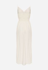 Renee - Beżowa Sukienka z Wiskozy Anomaria. Kolor: beżowy. Materiał: wiskoza. Długość rękawa: na ramiączkach. Sezon: lato. Typ sukienki: rozkloszowane, kopertowe. Długość: maxi #5