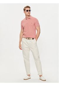 TOMMY HILFIGER - Tommy Hilfiger Polo Palm Under Collar MW0MW34738 Różowy Regular Fit. Typ kołnierza: polo. Kolor: różowy. Materiał: bawełna #5