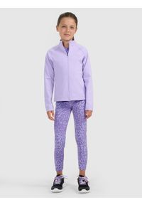4f - 4F Bluza sportowa rozpinana bez kaptura dziewczęca - fioletowa 122/128 (6-8 lat). Okazja: na co dzień. Typ kołnierza: bez kaptura. Kolor: fioletowy. Materiał: dzianina. Sezon: lato. Styl: sportowy #2