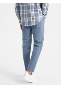 Ombre Clothing - Spodnie męskie jeansowe bez przetarć SLIM FIT - niebieskie V3 OM-PADP-0148 - M. Okazja: na co dzień. Kolor: niebieski. Materiał: jeans. Wzór: gładki. Styl: sportowy, elegancki, casual #3