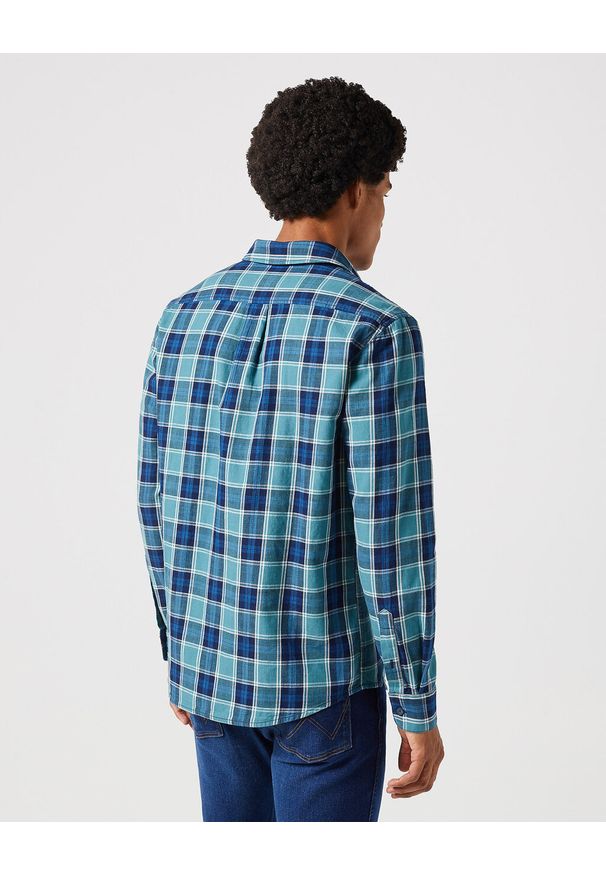 Wrangler - WRANGLER LS 1 PKT SHIRT MĘSKA KOSZULA W KRATĘ KRATA HYDRO INDYGO 112350492 W5A9017326
