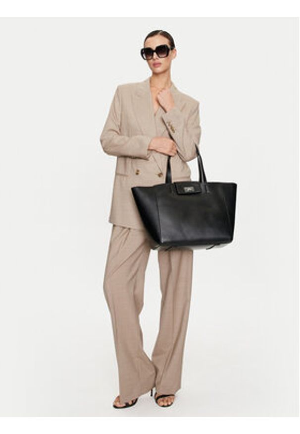 Calvin Klein Torebka Ck Push Medium Shopper K60K612148 Czarny. Kolor: czarny. Materiał: skórzane