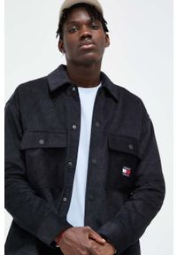 Tommy Jeans kurtka sztruksowa kolor czarny przejściowa oversize. Kolor: czarny. Materiał: sztruks #1