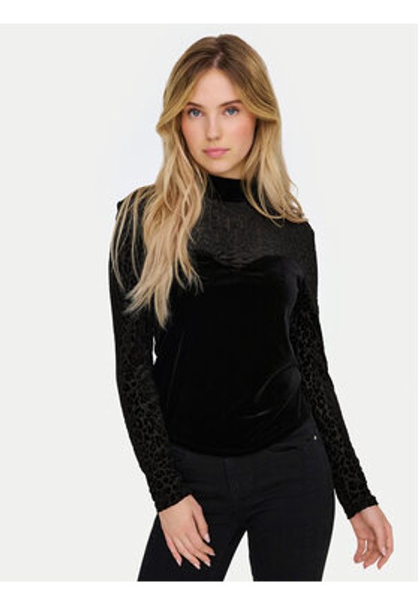 only - ONLY Bluzka Eliana 15339981 Czarny Slim Fit. Kolor: czarny. Materiał: syntetyk