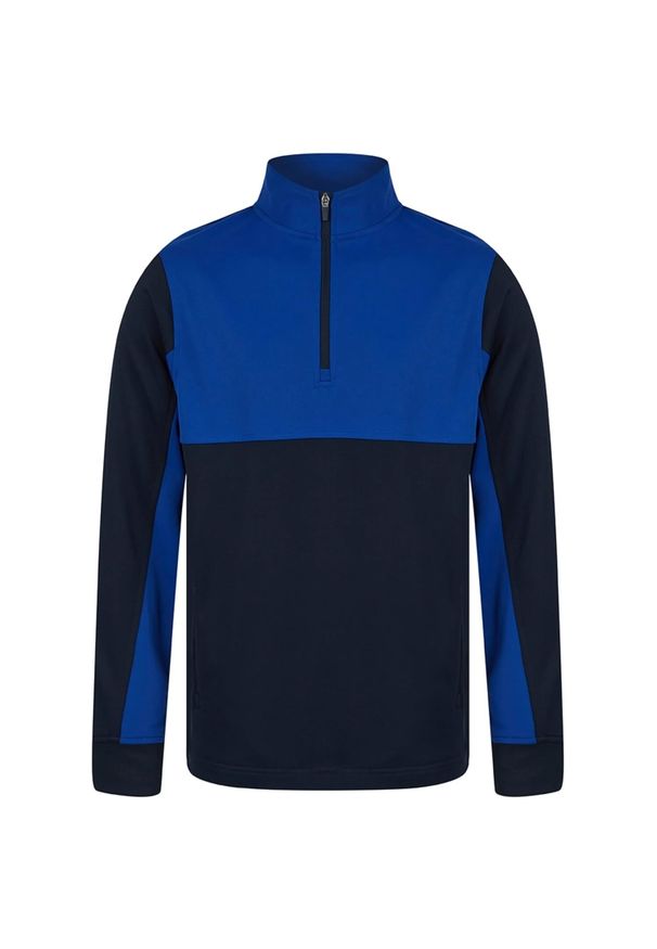 FINDEN & HALES - Męska Bluza Dresowa Z Zamkiem Błyskawicznym W Bloku Kolorystycznym. Kolor: niebieski. Materiał: dresówka