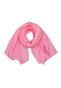 Ochnik - Różowy szalik damski z marszczeniem. Kolor: różowy. Materiał: poliester