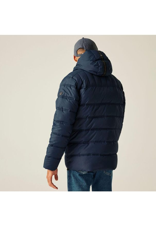 Regatta - Kurtka męska zimowa ocieplana Leeshaw. Kolor: niebieski. Materiał: poliester, puch, syntetyk. Sezon: zima. Sport: turystyka piesza