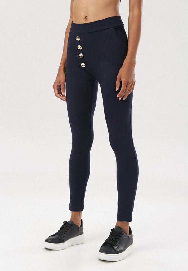 Born2be - Granatowe Legginsy Urileli. Kolor: niebieski. Materiał: guma, bawełna. Styl: sportowy