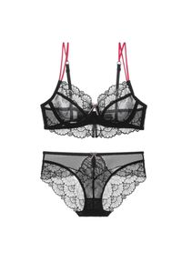 Intica - Komplet bielizny z koronką i regulowanymi ramiączkami na romantyczne wieczory Gilemette. Kolor: czarny. Materiał: koronka. Wzór: koronka