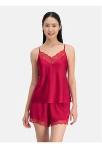 Dorina Koszulka piżamowa Pure Silk DCCA0001SK002 Czerwony Regular Fit. Kolor: czerwony. Materiał: jedwab