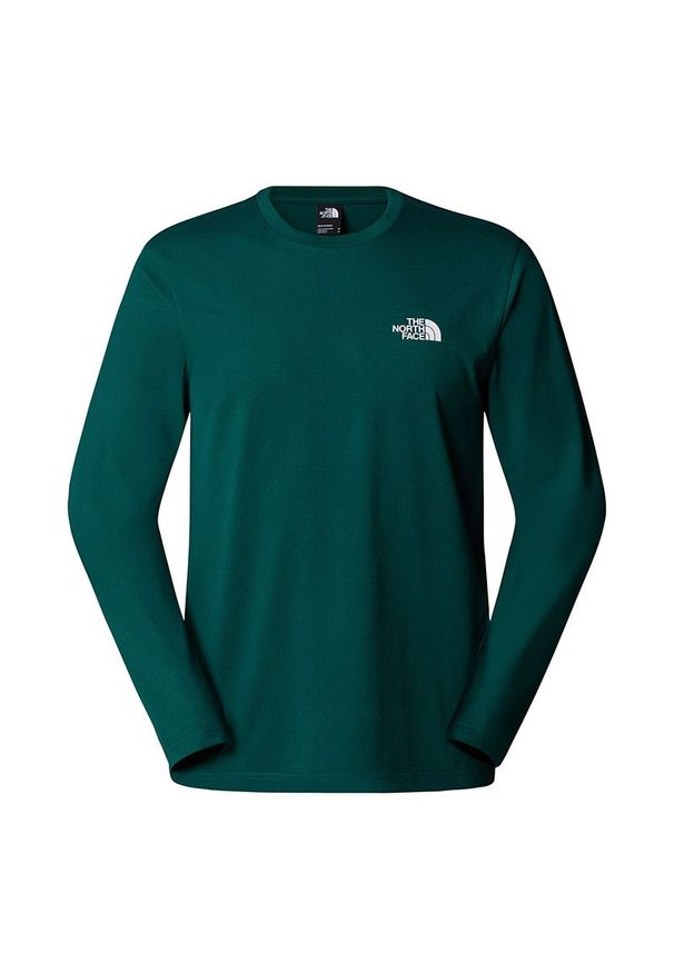 Koszulka męska The North Face Simple Dome 0A87QN6GI1 - zielona. Kolor: zielony. Materiał: poliester, bawełna. Długość rękawa: długi rękaw. Długość: długie. Wzór: nadruk