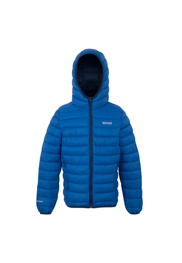 Regatta - Kurtka Ocieplana Dziecięca Z Kapturem Marizion. Typ kołnierza: kaptur. Kolor: niebieski, wielokolorowy, zielony. Materiał: puch. Styl: sportowy