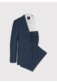 Pako Lorente - PAKO LORENTE – Granatowe spodnie garniturowe w kratę. Kolor: niebieski. Materiał: wełna #7