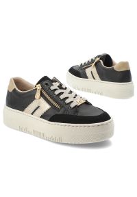 Czarne Sneakersy Rieker Stylowe Obuwie Damskie Na Platformie. Okazja: na co dzień. Zapięcie: sznurówki. Kolor: czarny. Materiał: materiał. Obcas: na platformie #6