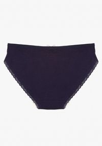 Born2be - Granatowe Bawełniane Majtki Typu Figi z Koronką i Kokardą Zeteria. Kolor: niebieski. Materiał: bawełna, koronka. Wzór: koronka #2