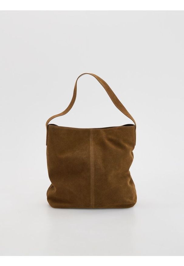 Reserved - Zamszowa torebka - brązowy. Kolor: brązowy. Materiał: zamszowe