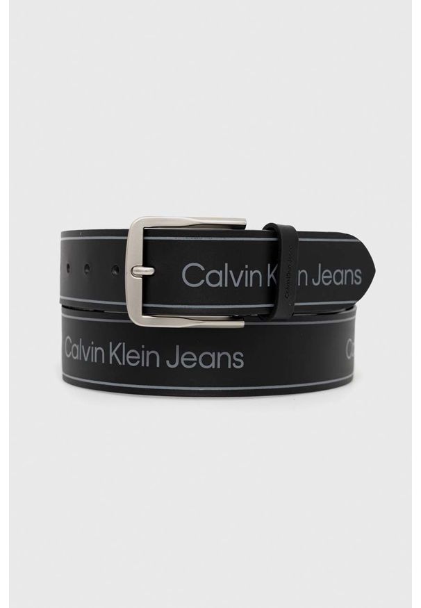 Calvin Klein Jeans pasek skórzany męski kolor czarny. Kolor: czarny