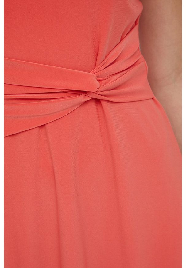 Lauren Ralph Lauren sukienka kolor pomarańczowy mini rozkloszowana. Kolor: pomarańczowy. Materiał: dzianina. Wzór: gładki. Typ sukienki: rozkloszowane. Długość: mini