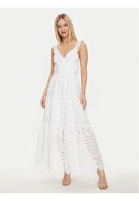 Guess Sukienka letnia Sl Palma Long W4GK46 WG571 Biały Regular Fit. Kolor: biały. Materiał: bawełna. Sezon: lato