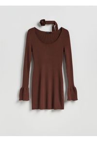 Reserved - Sukienka z wiskozą - brązowy. Kolor: brązowy. Materiał: wiskoza #1