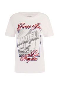 Guess T-Shirt Postcard W3GI20 JA914 Biały Regular Fit. Kolor: biały. Materiał: bawełna