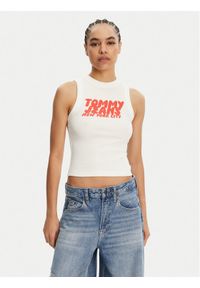 Tommy Jeans Top DW0DW21339 Écru Slim Fit. Materiał: bawełna #1