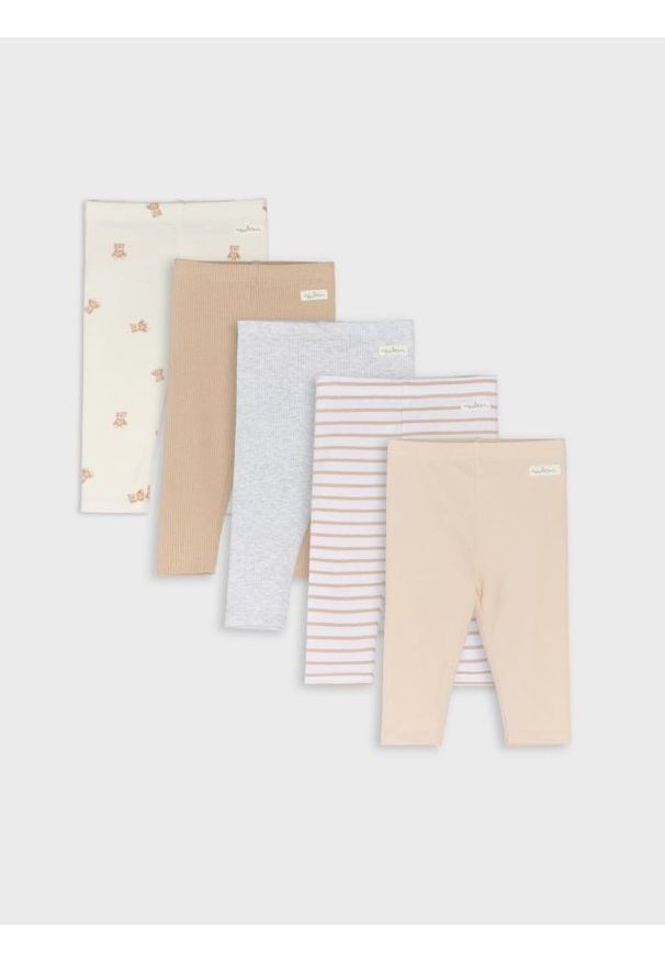 Sinsay - Legginsy 5 pack - kremowy. Kolor: kremowy