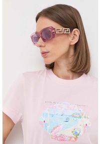 Miss Sixty t-shirt damski kolor różowy. Kolor: różowy. Materiał: dzianina. Styl: klasyczny #5