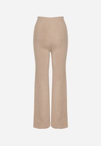 Born2be - Beżowe Ocieplane Spodnie Dzianinowe o Szerokim Kroju Miorea. Okazja: na spacer. Kolor: beżowy. Materiał: dzianina #6