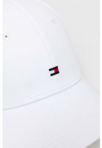 TOMMY HILFIGER - Tommy Hilfiger czapka z daszkiem bawełniana kolor biały gładka. Kolor: biały. Materiał: bawełna. Wzór: gładki #2