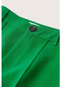 mango - Mango - Spodnie Maca. Stan: podwyższony. Kolor: zielony. Materiał: włókno #8