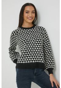 only - Only sweter damski kolor czarny ciepły. Kolor: czarny. Materiał: dzianina. Długość rękawa: raglanowy rękaw #3