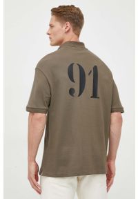 Armani Exchange polo bawełniane kolor zielony z nadrukiem. Typ kołnierza: polo. Kolor: zielony. Materiał: bawełna. Długość: krótkie. Wzór: nadruk #3