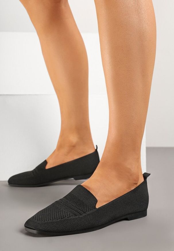 Born2be - Czarne Mokasyny z Siateczkową Cholewką Belionas. Okazja: na co dzień. Kolor: czarny. Materiał: jeans. Szerokość cholewki: normalna. Wzór: geometria. Sezon: lato, wiosna. Styl: elegancki, casual