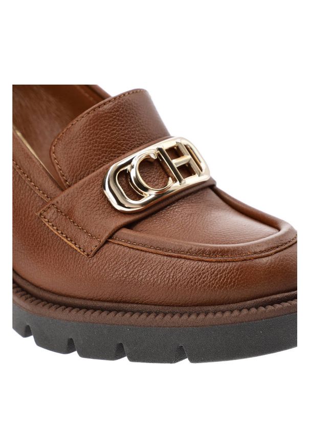 Brązowe Półbuty CheBello Eleganckie Skórzane Buty Na Obcasie. Kolor: brązowy. Materiał: skóra. Szerokość cholewki: normalna. Obcas: na obcasie. Styl: elegancki. Wysokość obcasa: średni