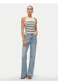 Vero Moda Top Saba 10306826 Beżowy Slim Fit. Kolor: beżowy. Materiał: wiskoza