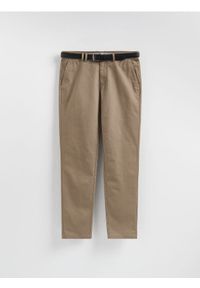 Reserved - Spodnie chino slim z paskiem - jasny zielony. Kolor: zielony. Materiał: tkanina, bawełna #1