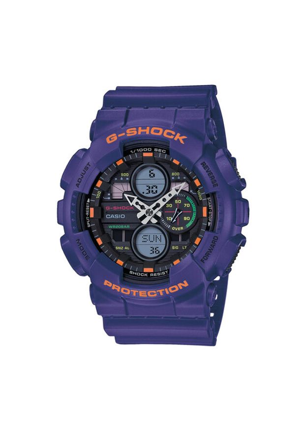 G-Shock Zegarek GA-140-6AER Fioletowy. Kolor: fioletowy
